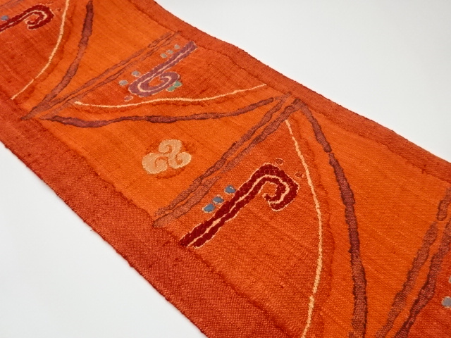 JAPANESE KIMONO / VINTAGE NAGOYA OBI / MAWATA TSUMUGI / WOVEN ABSTRACT PATTERN